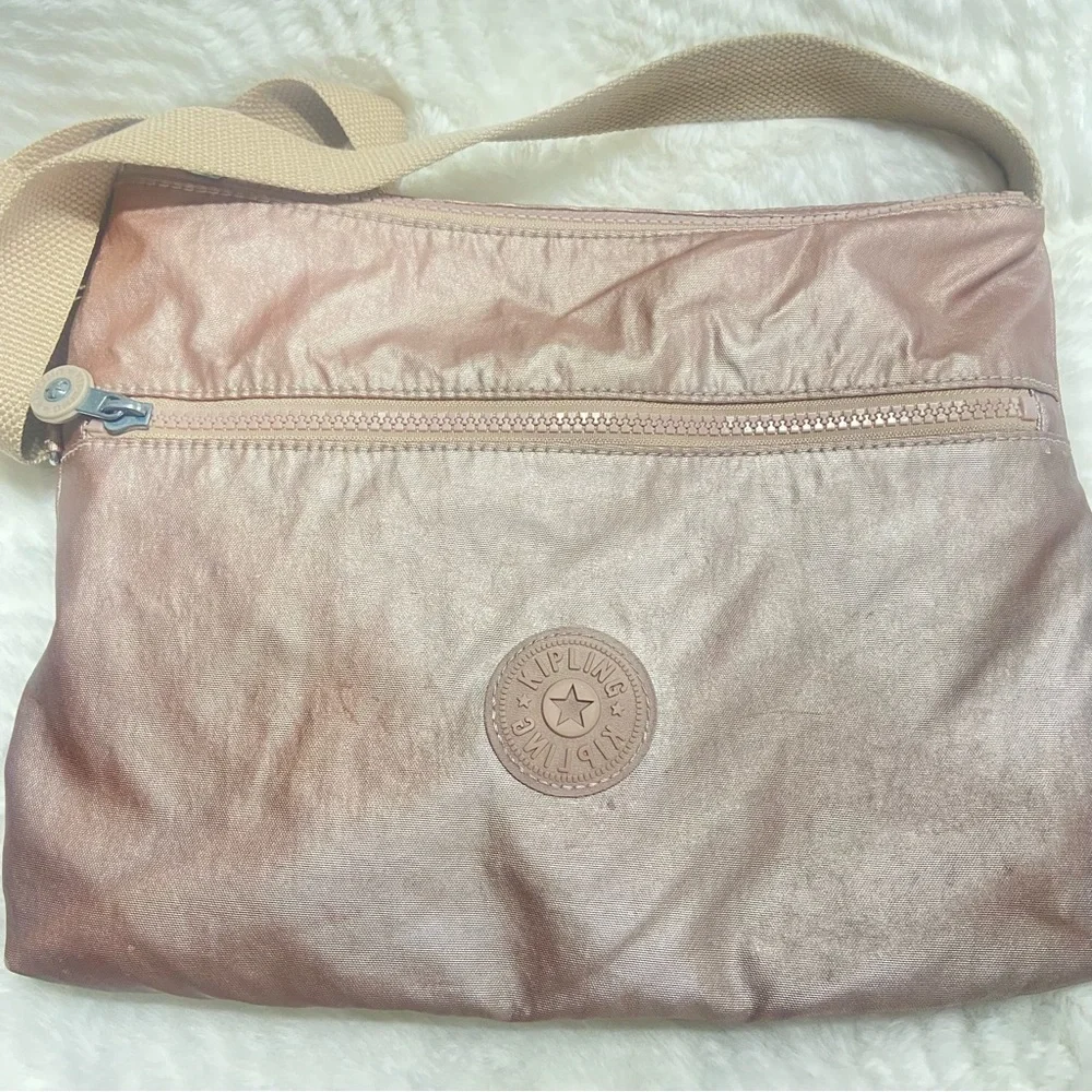 Rose Gold Kipling Pink Crossbody Bag with Signature Style